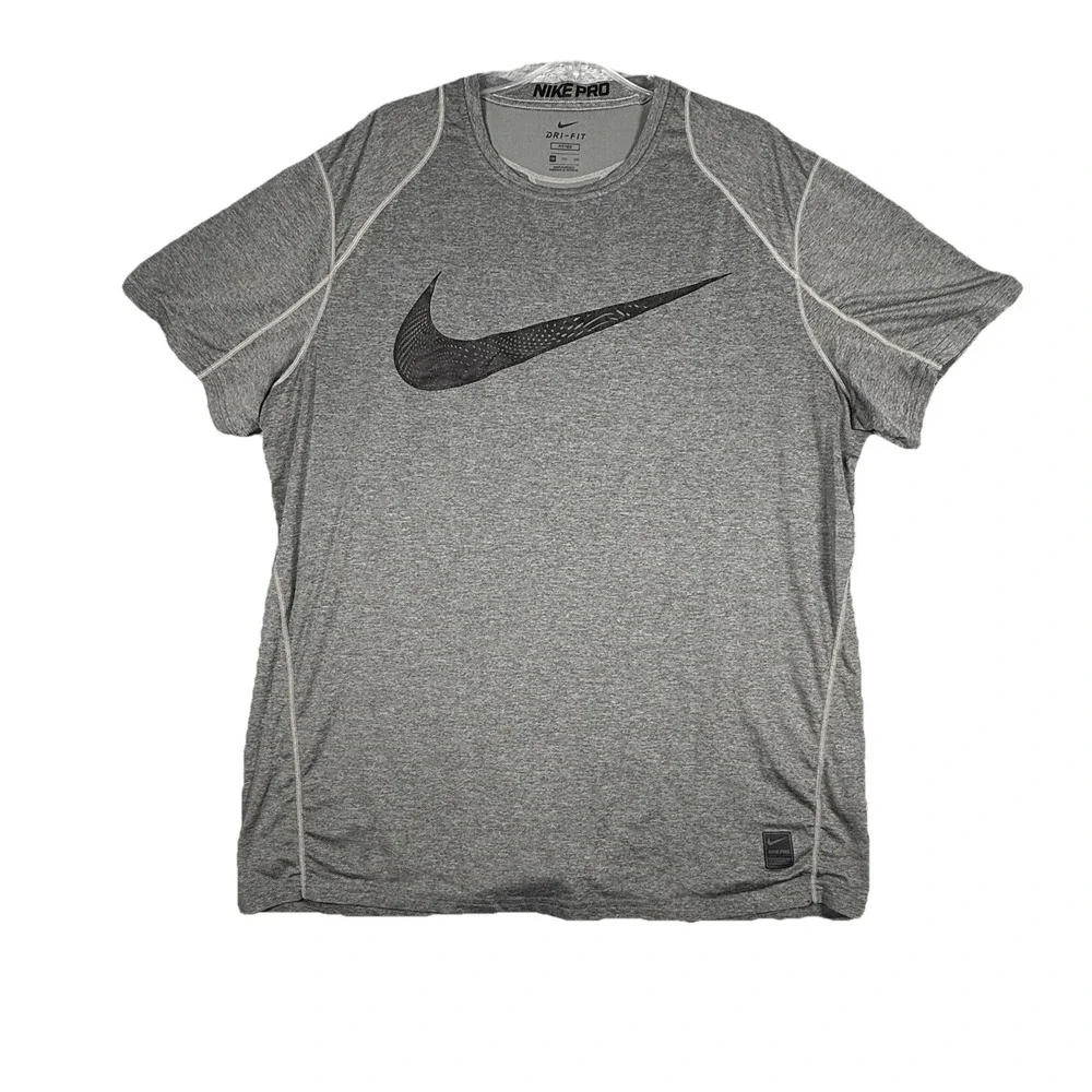 Nike Pro Dri-Fit Fitted  Shirt‎ Men's 2XL Athletic Short Sleeve Grey